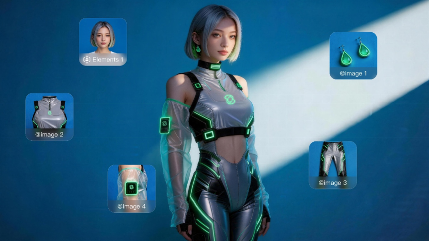 Futuristic AI avatar generated with Kling AI